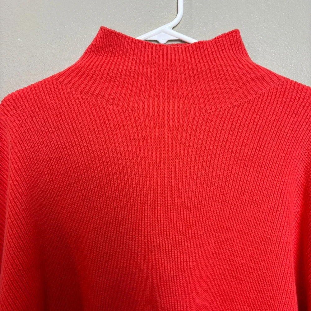 Vici Dolls Womens Small Bright Coral Orange Mock Neck Knit Long Sleeve‎ Sweater